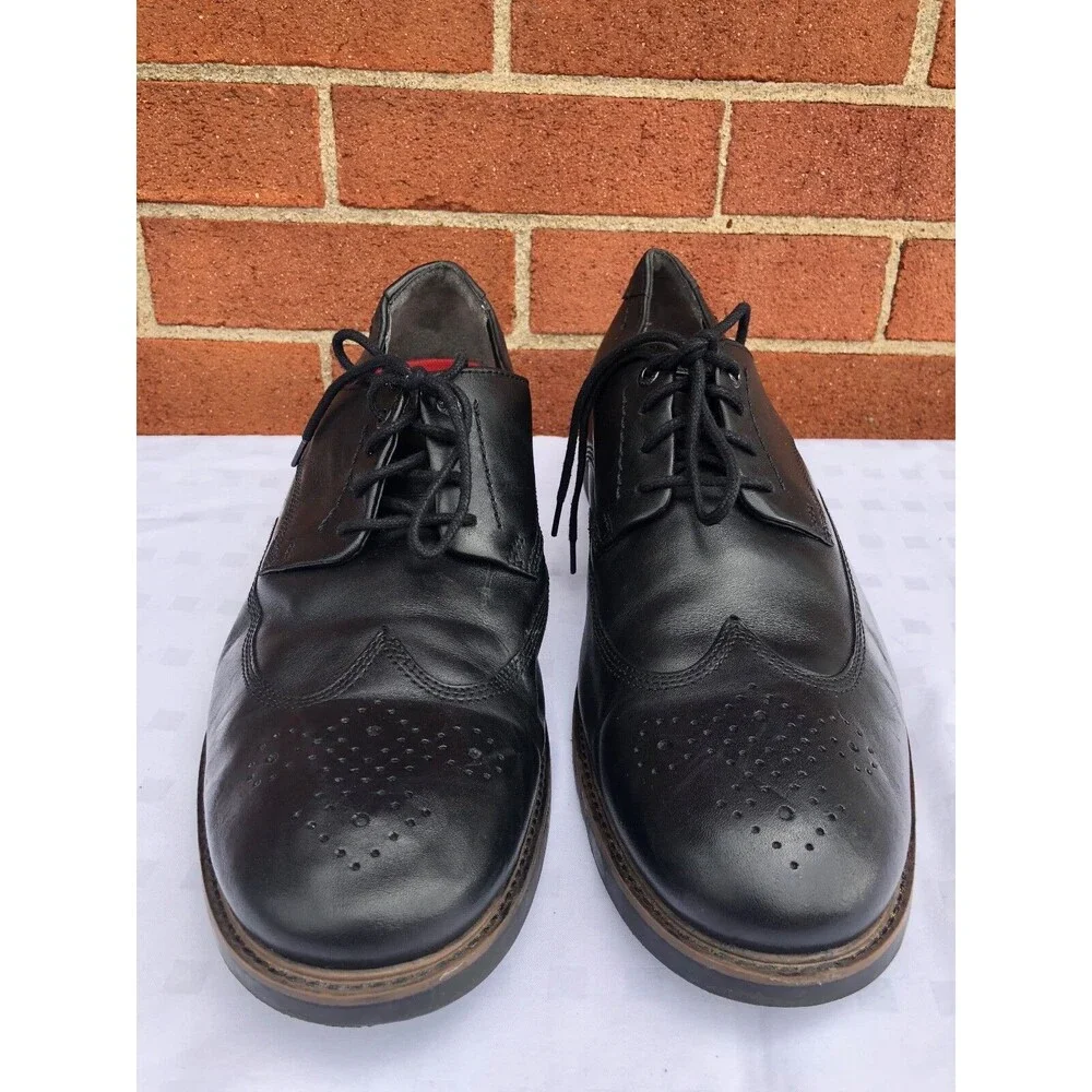Rockport Men Black Leather Dress Casual Wingtip Oxfords Size 13 M